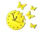 Ceas decorativ Fluturi, Folina, din plexiglass galben lucios, 30 cm
