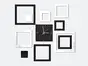 Ceas de perete, Folina, model pătrate albe si negre, dimensiune ceas 25x25 cm