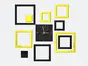 Ceas de perete, Folina, model pătrate galbene şi negre, dimensiune ceas 25x25 cm