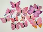 Set 12 stickere 3D, Folina, fluturi roz