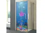Folie cabină duş, Folina, sablare albastră cu peisaj marin multicolor, rolă de 100x210 cm