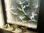 Folie geam autoadezivă Credenza, Folina, sablare cu model floral alb, 100 cm lăţime