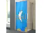 Folie cabină duş, Folina, sablare albastră cu model rechin, autoadezivă, rolă de 100x210 cm