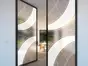 Folie sablare uşă din sticlă, Folina, imprimeu geometric alb, rolă de 100x210 cm