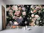 Fototapet Victoria Black, Komar, imprimeu floral colorat pe fundal negru, 400x250 cm