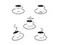 Set 5 stickere decorative Ceşti cafea, maro