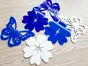 Set 6 decoraţiuni Flora Blue, Folina, model cu fluturi şi flori, dimensiune decorațiuni 15 cm