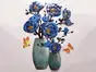 Sticker 3D Vază cu flori albastre