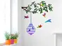 Sticker decorativ pentru perete, Folina, Creangă cu păsări colorate, 60x70 cm