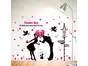 Sticker decorativ Indrăgostiţi, Cupidon şi inimioare roz, 90x130 cm