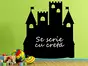 Sticker Castel, tip tablă de scris cu cretă, negru, 120x110 cm, racletă de aplicare inclusă.