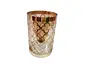 Vază decorativă din sticlă cu suport metalic auriu, pentru flori sau lumânări, 26 cm înălţime