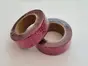 Set 2 role washi tape glitter, benzi autoadezive magenta cu sclipici