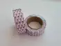 Set 2 role washi tape, benzi autoadezive albe cu buline mov