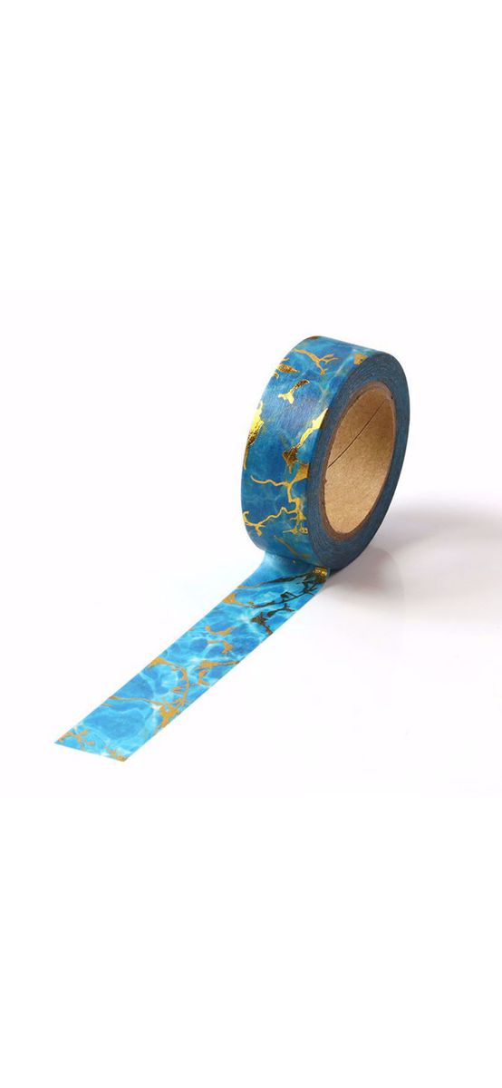 Bandă adezivă Washi Tape, Folina, marmură albastră, 15mmx10m