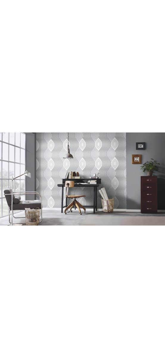 Tapet modern, Erismann, alb cu model geometric gri, GMK 1004510