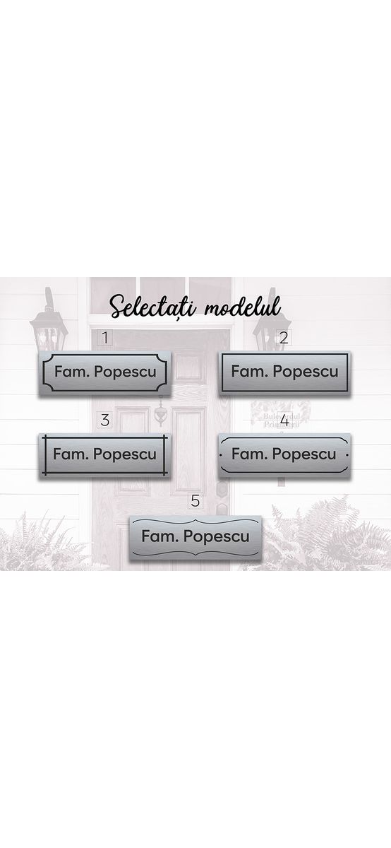 Plăcuță gravată personalizată pentru ușă cu numele dumneavoastră de familie, 15x5 cm