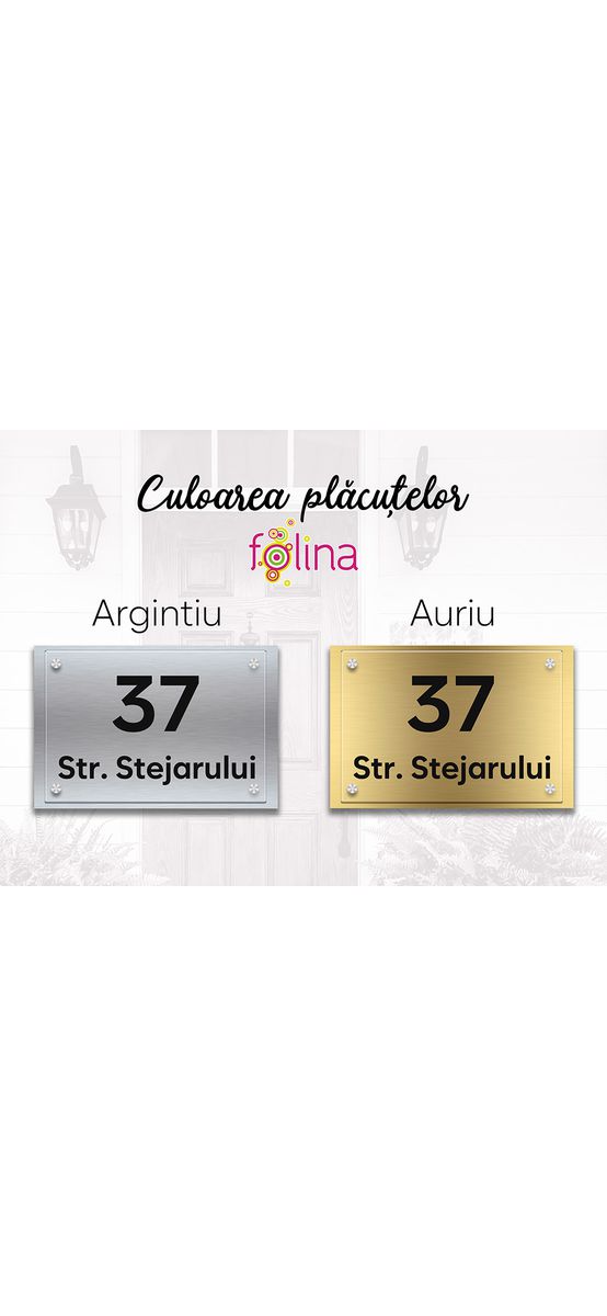 Plăcuţă 3D cu număr și/sau adresă casă, din bond și plexiglass transparent, cu text personalizat