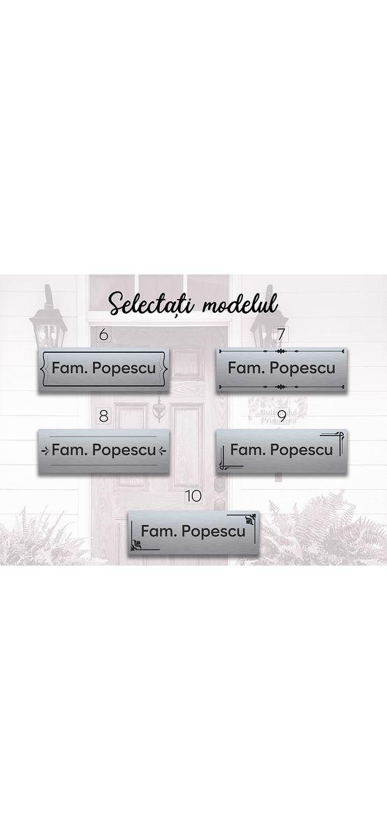 Plăcuță gravată personalizată pentru ușă cu numele dumneavoastră de familie, 15x5 cm