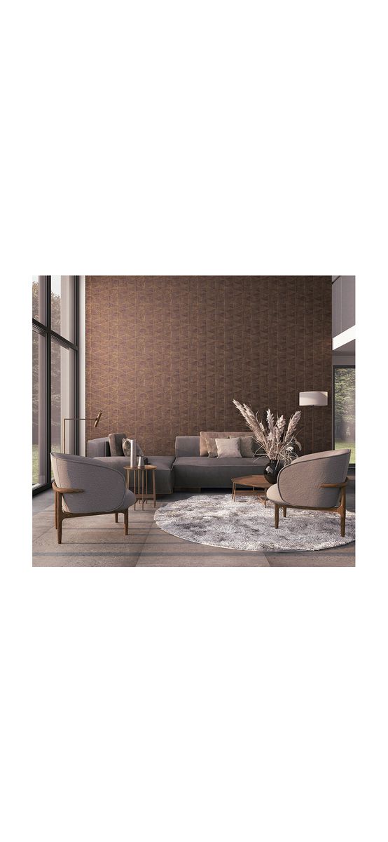 Tapet cu model geometric şi textură lemn, Marburg Travertino 33361, vlies extralavabil