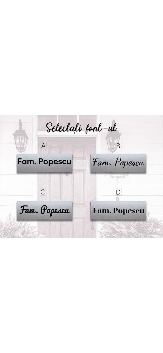 Plăcuță gravată personalizată pentru ușă cu numele dumneavoastră de familie, 15x5 cm