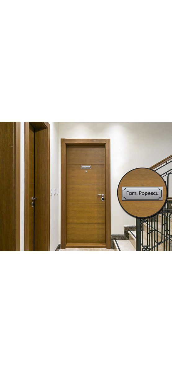 Plăcuță gravată personalizată pentru ușă cu numele dumneavoastră de familie, 15x5 cm