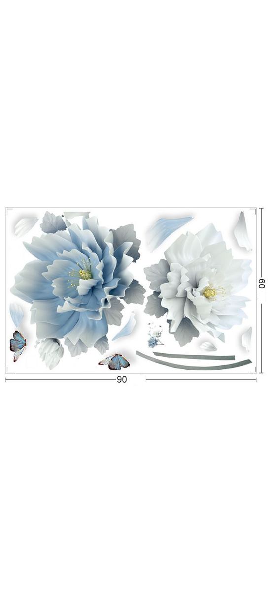 Stickere flori, Folina, decor floral gri albăstrui
