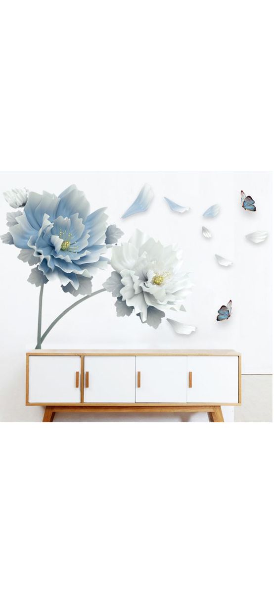 Stickere flori, Folina, decor floral gri albăstrui