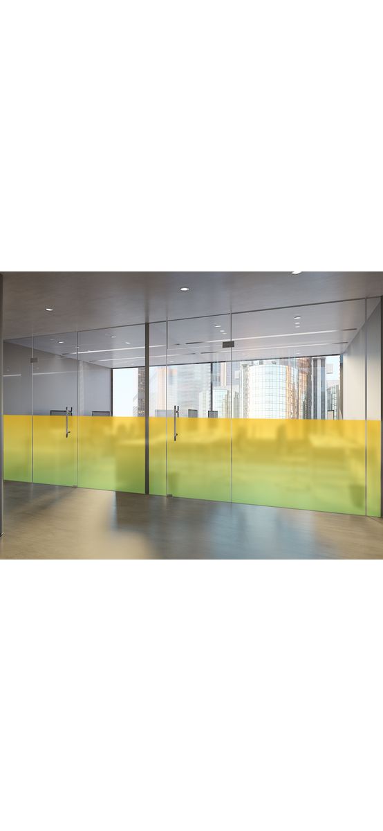 Folie geam sablat galbenă în degrade, Folina Aurora Mix, translucidă, autoadezivă, rolă de 200 x 120 cm