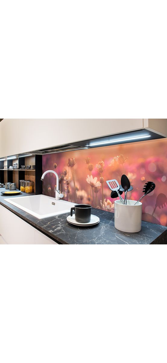 Autocolant perete, Folina, camp cu flori cosmos, rolă de 67x200 cm