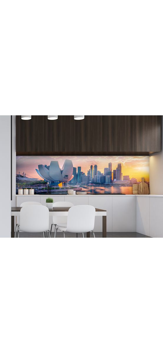 Autocolant perete, Folina, peisaj urban la apus, rolă de 67x200 cm, cu racletă şi cutter incluse