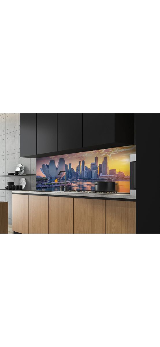 Autocolant perete, Folina, peisaj urban la apus, rolă de 67x200 cm, cu racletă şi cutter incluse