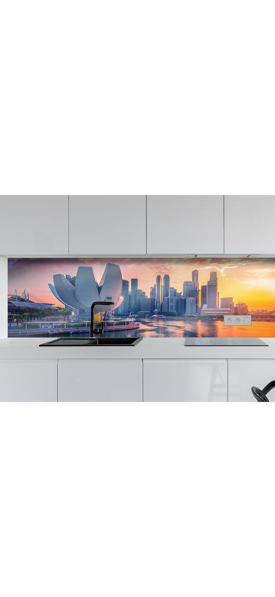 Autocolant perete, Folina, peisaj urban la apus, rolă de 67x200 cm, cu racletă şi cutter incluse