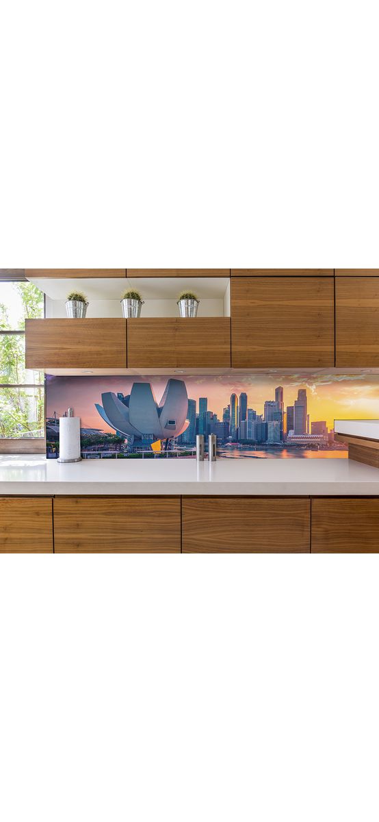 Autocolant perete, Folina, peisaj urban la apus, rolă de 67x200 cm, cu racletă şi cutter incluse