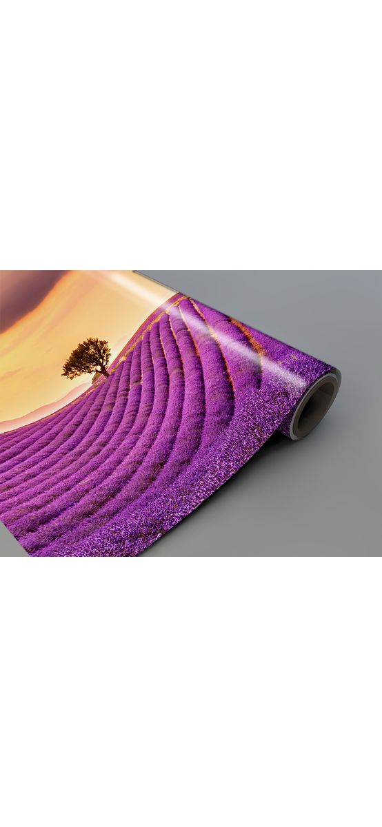 Autocolant perete bucătărie, Folina, peisaj câmp cu lavandă la apus, rolă de 67x200 cm, cu racletă şi cutter incluse