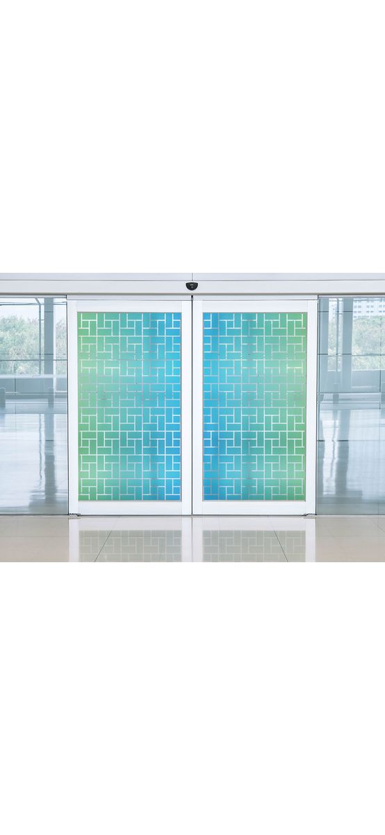 Folie geam autoadezivă Turquoise Kauai, Folina, transparentă cu model turcoaz, 120 cm lăţime