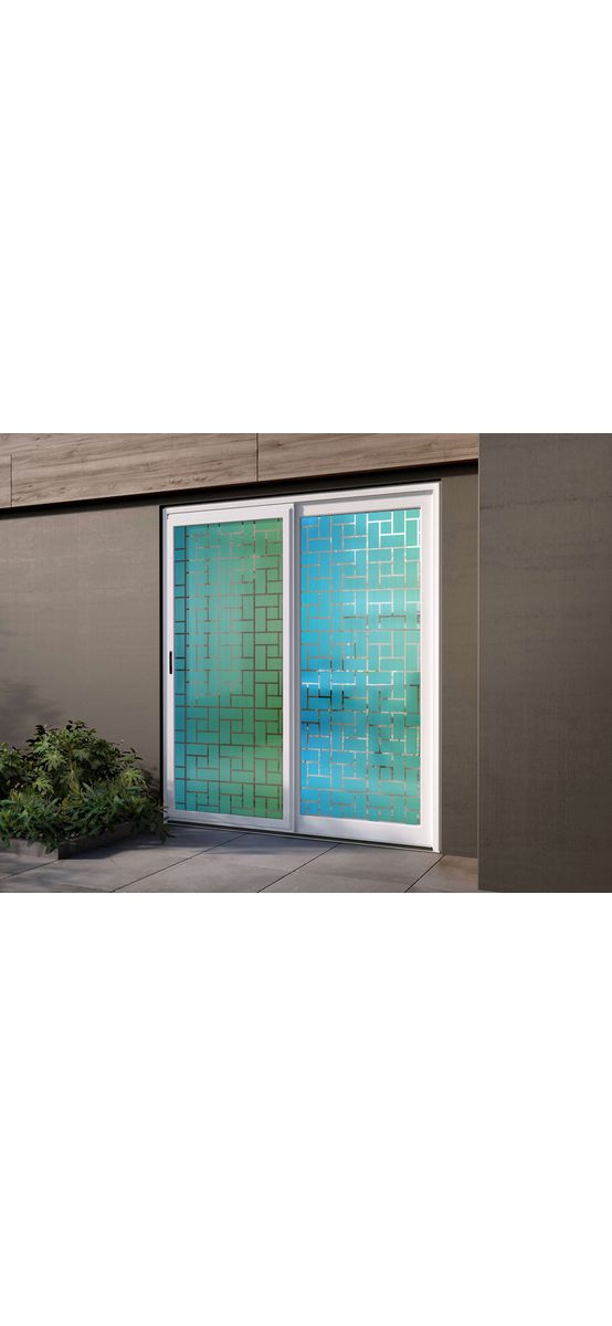 Folie geam autoadezivă Turquoise Kauai, Folina, transparentă cu model turcoaz, 120 cm lăţime