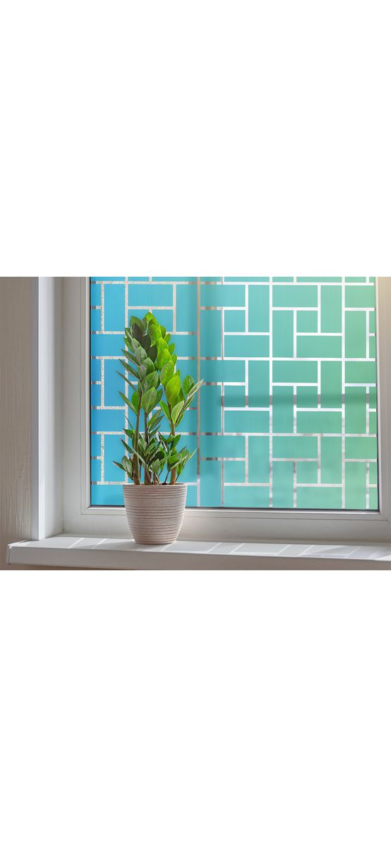 Folie geam autoadezivă Turquoise Kauai, Folina, transparentă cu model turcoaz, 120 cm lăţime
