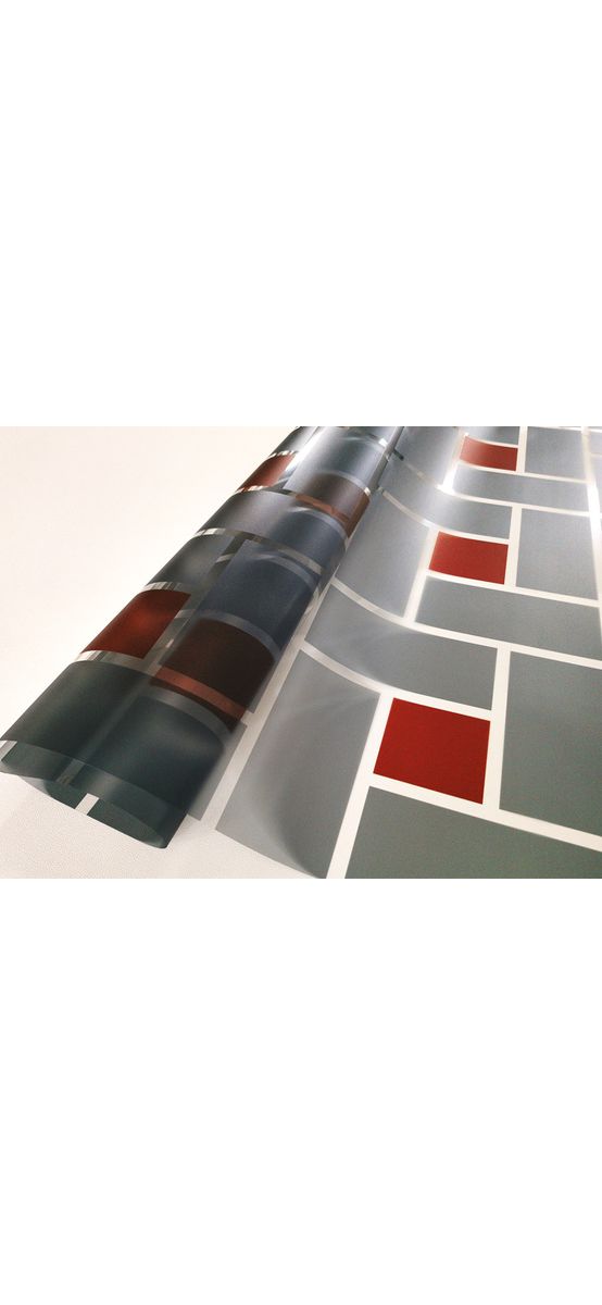 Folie geam autoadezivă Emerson, Folina, model geometric gri cărămiziu, 120 cm lăţime