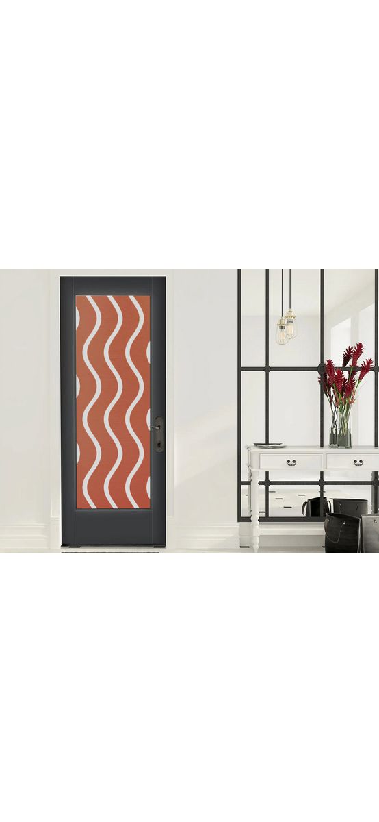 Folie geam autoadezivă Apricot, Folina, oranj cu valuri albe, 120 cm lăţime