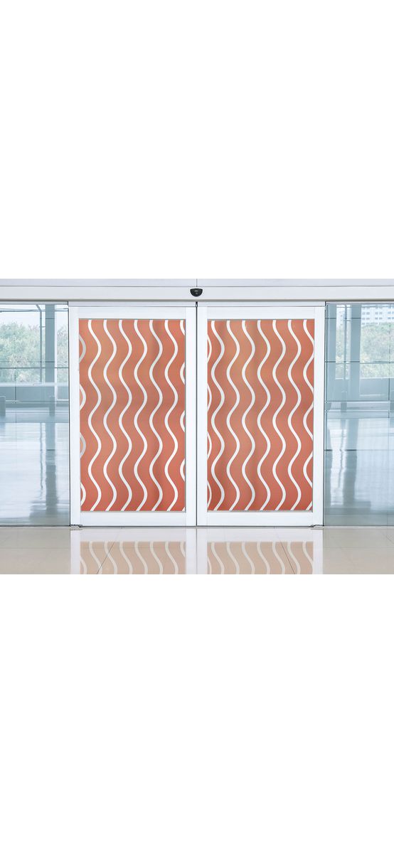 Folie geam autoadezivă Apricot, Folina, oranj cu valuri albe, 120 cm lăţime