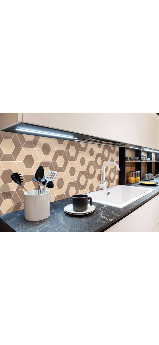 Autocolant imitaţie faianţă decorativă, Folina, hexagoane bej, rolă de 60x200 cm