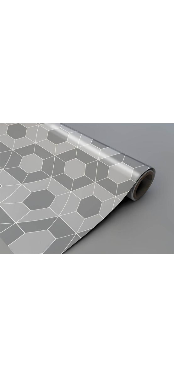 Autocolant perete imitaţie faianţă decorativă, Folina, hexagoane gri, rolă de 60x200 cm