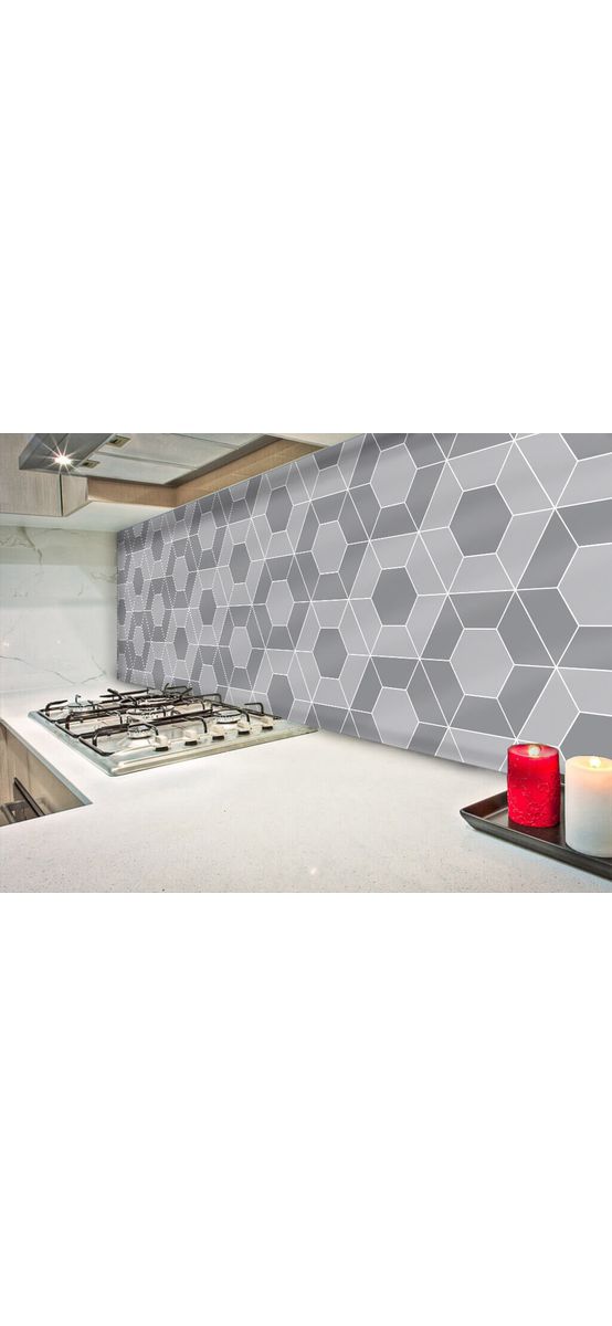Autocolant perete imitaţie faianţă decorativă, Folina, hexagoane gri, rolă de 60x200 cm