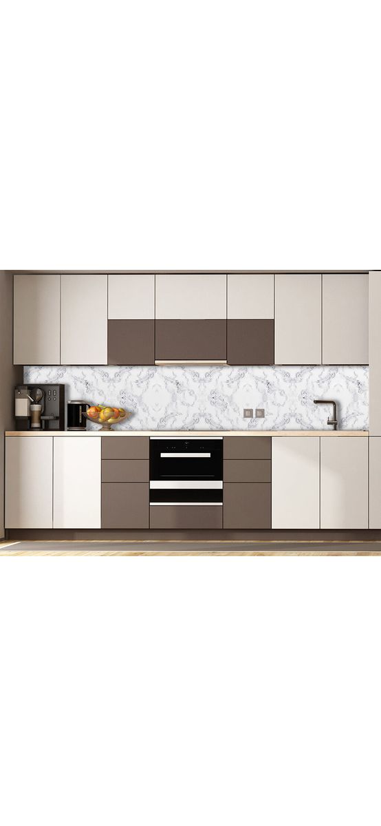 Autocolant marmură albă cu model gri, Folina, aspect lucios, 100 cm lăţime