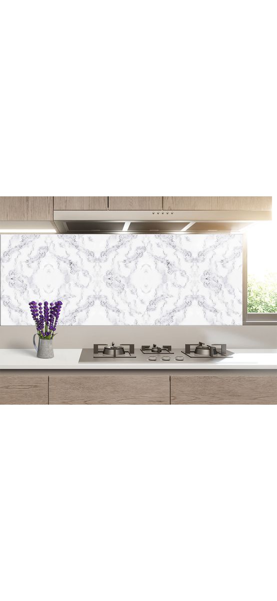 Autocolant marmură albă cu model gri, Folina, aspect lucios, 100 cm lăţime