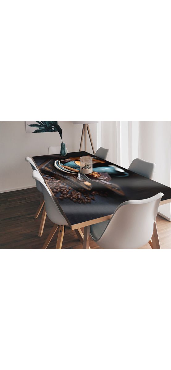 Autocolant blat masă, model ceașcă cafea, 100 x 100 cm, racletă inclusă