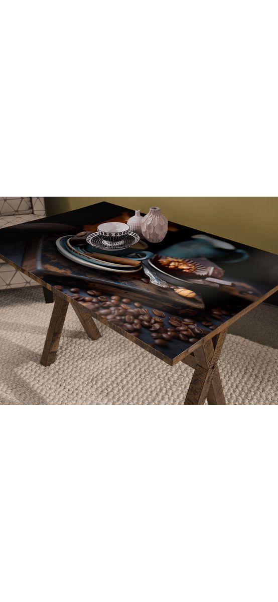 Autocolant blat masă, model ceașcă cafea, 100 x 100 cm, racletă inclusă