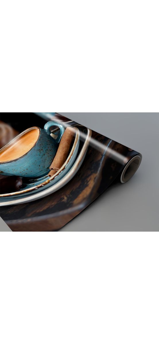 Autocolant blat masă, model ceașcă cafea, 100 x 100 cm, racletă inclusă