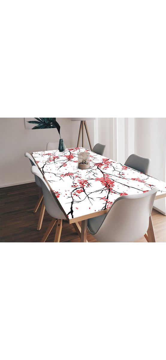 Autocolant blat masă, model cireș japonez, 100 x 100 cm, racletă inclusă